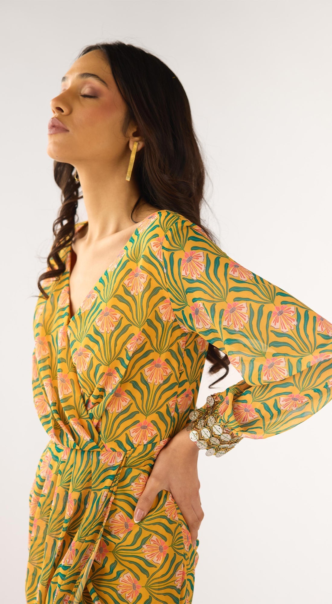 Yellow Georgette Embellished Dress
