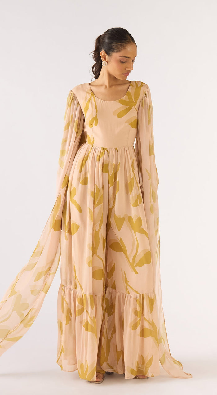 Beige Georgette Jumpsuit