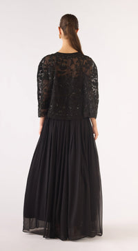Black Georgette Embroidered Sharara Set