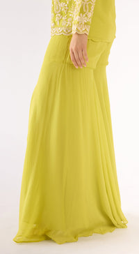 Lime Georgette Embroidered Sharara Set