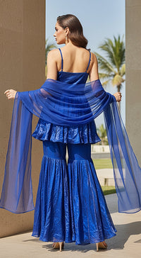 The Sapphire Eclat Peplum Sharara Set