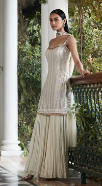 Ivory Sequins Sharara Set