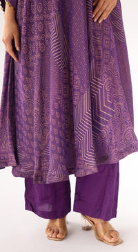 Purple Tissue Embellished Suit Set