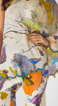 The Abstract Strokes One Shoulder Sharara Set