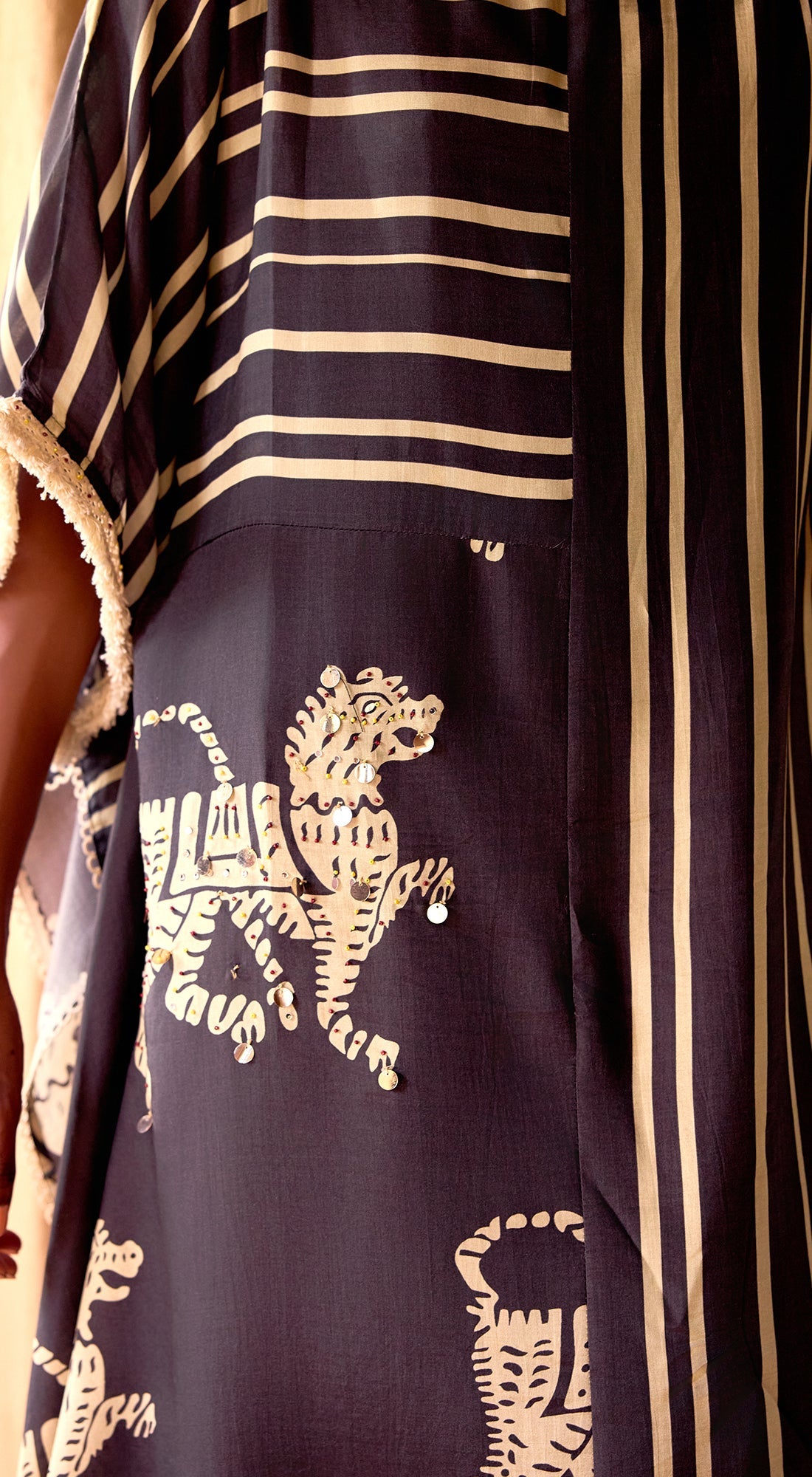 Black Stripes Abstract Kaftan Set