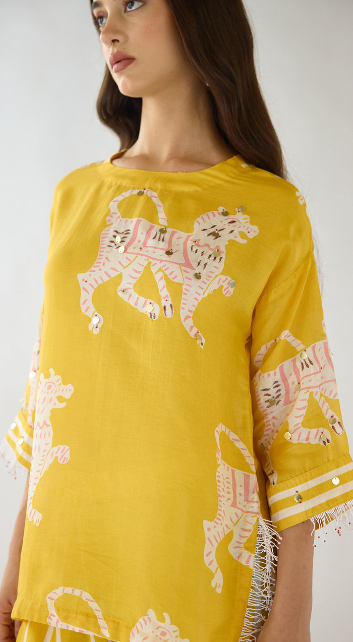 Yellow Tygra Myth Cotton Co-ord Set