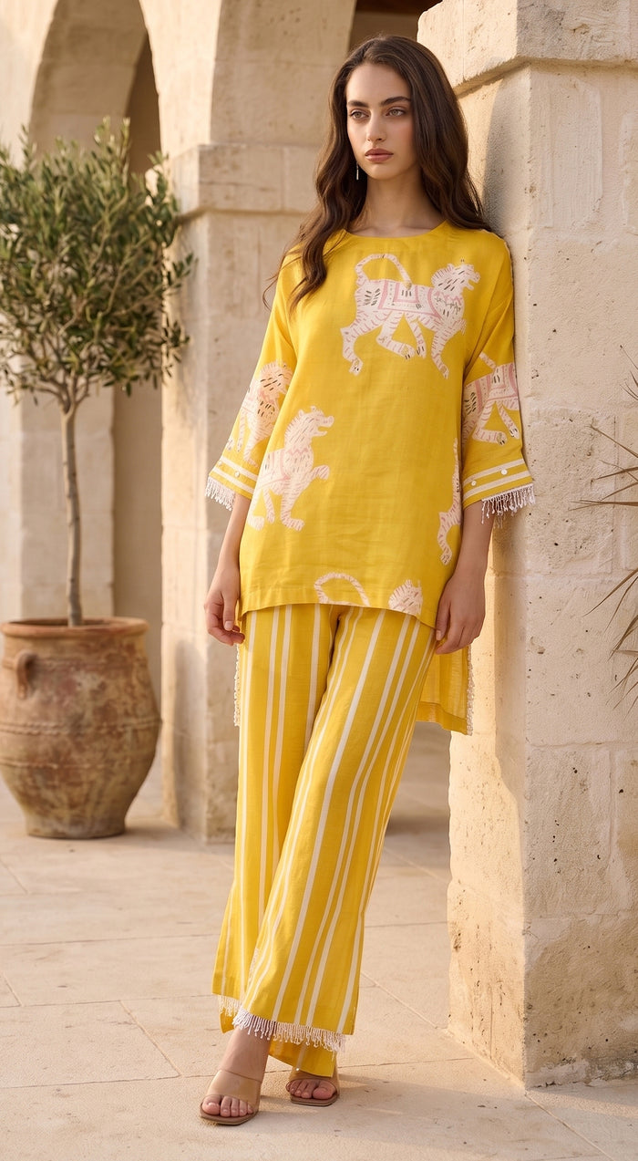 Yellow Tygra Myth Cotton Co-ord Set