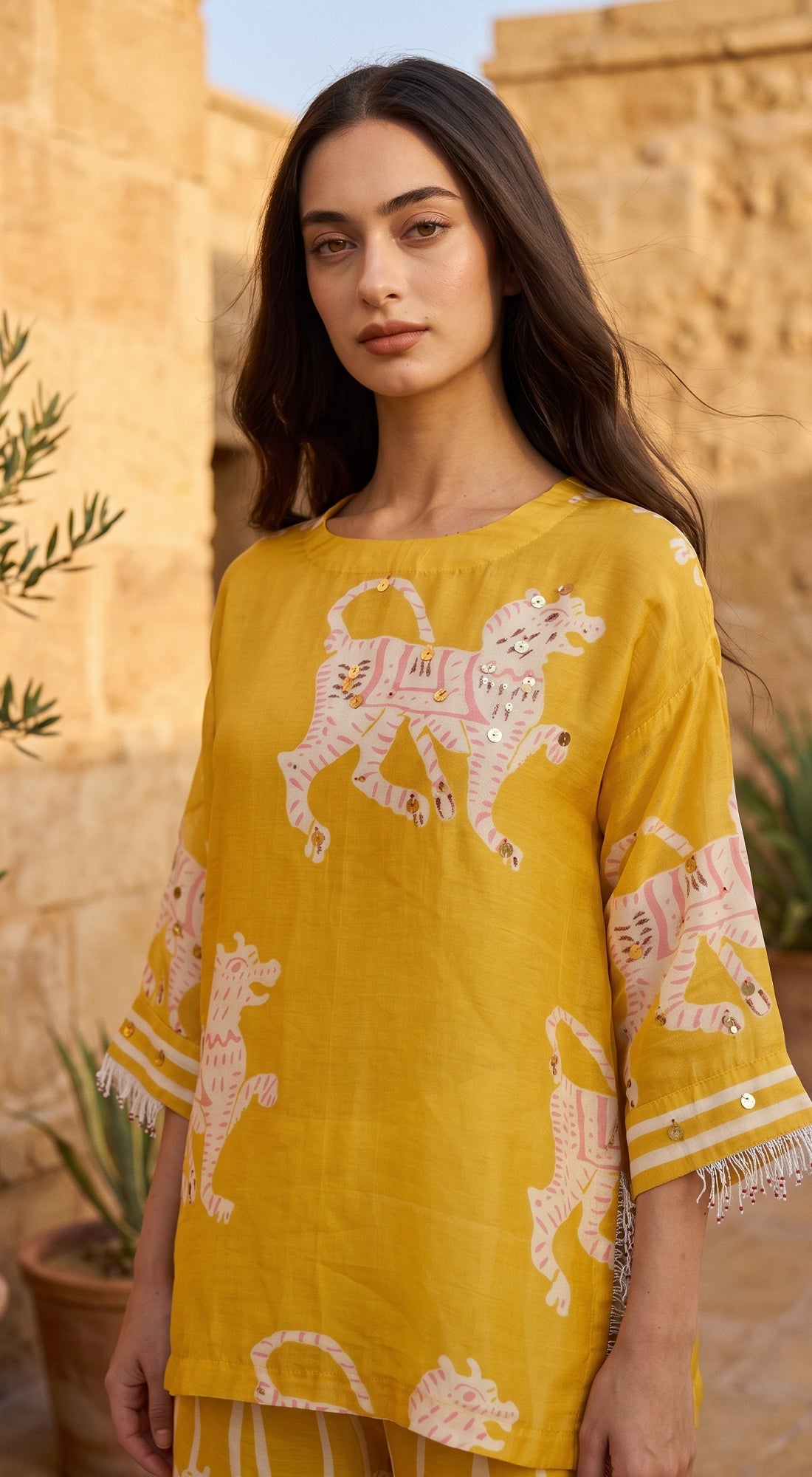 Yellow Tygra Myth Cotton Co-ord Set