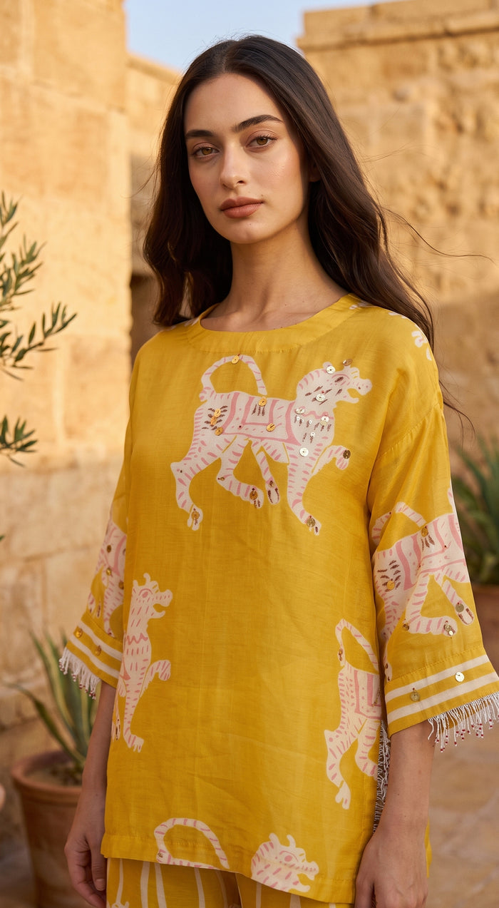 Yellow Tygra Myth Cotton Co-ord Set