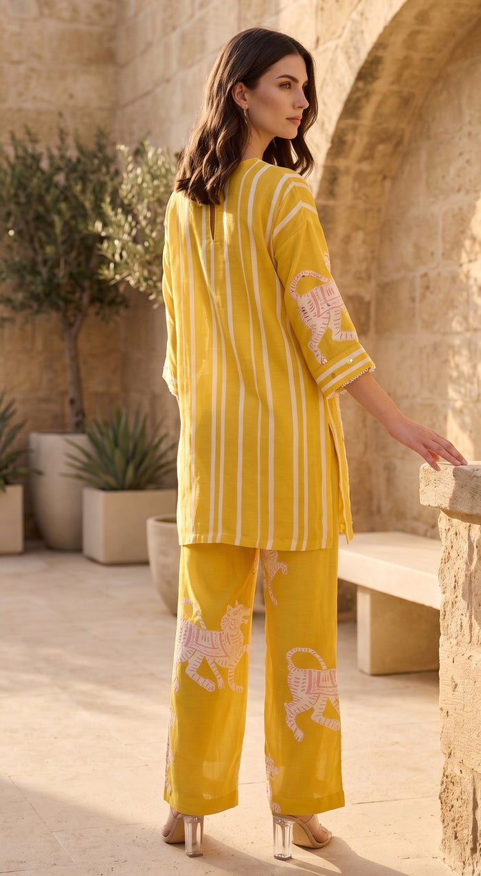 Yellow Tygra Myth Cotton Co-ord Set