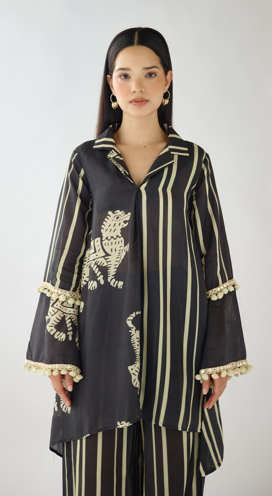 Black Stripes Abstract Co-ord Set