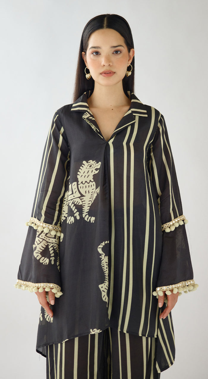 Black Stripes Abstract Co-ord Set