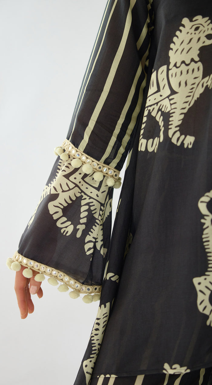 Black Stripes Abstract Co-ord Set