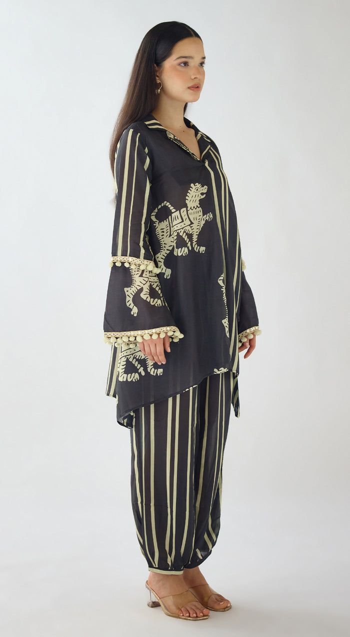 Black Stripes Abstract Co-ord Set