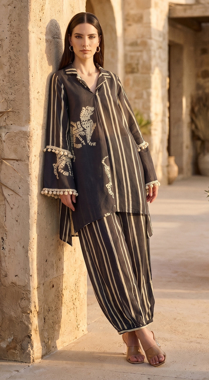 Black Stripes Abstract Co-ord Set