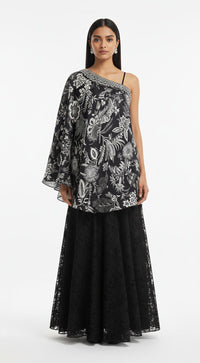 Black Crepe Sharara Set