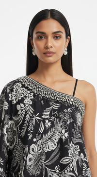 Black Crepe Sharara Set