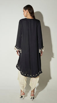 Black Satin Embroidered Co-ord Set