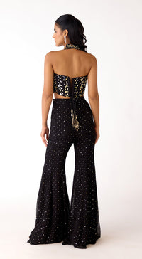 Black Mukaish Georgette Sharara Set