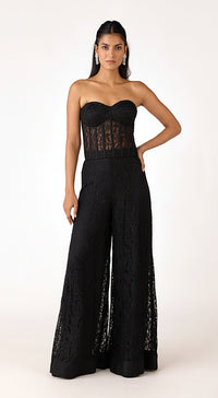 Black Chantilly Net Embroidered Sharara Set