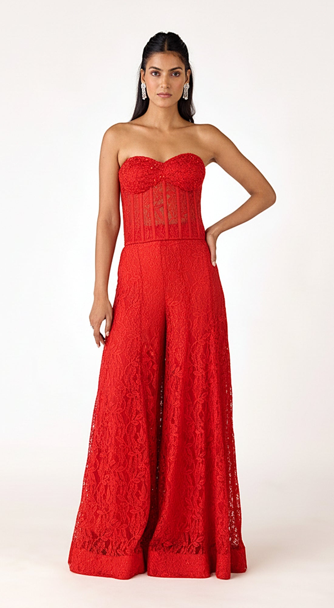 Black Chantilly Net Embroidered Sharara Set