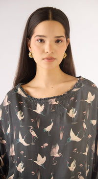 Black Muslin Embellished Kaftan Set