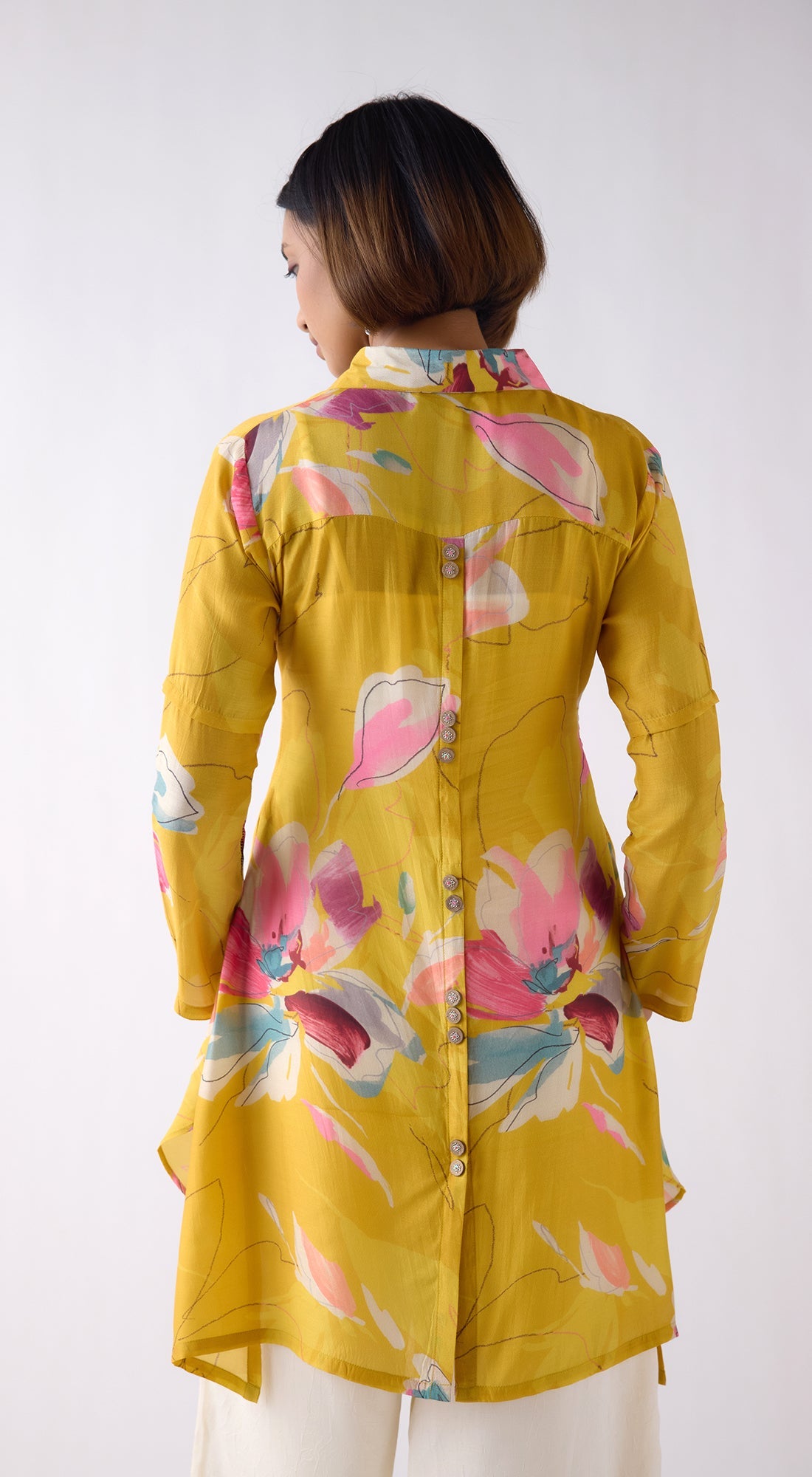 Mustard Muslin Floral Printed Shirt