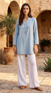 Blue Mul Chanderi Tunic