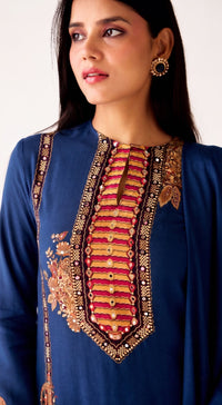 Blue Muslin Suit Set