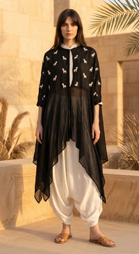 BLACK ORGANZA CO-ORD SET WITH HAREM PANTS 1