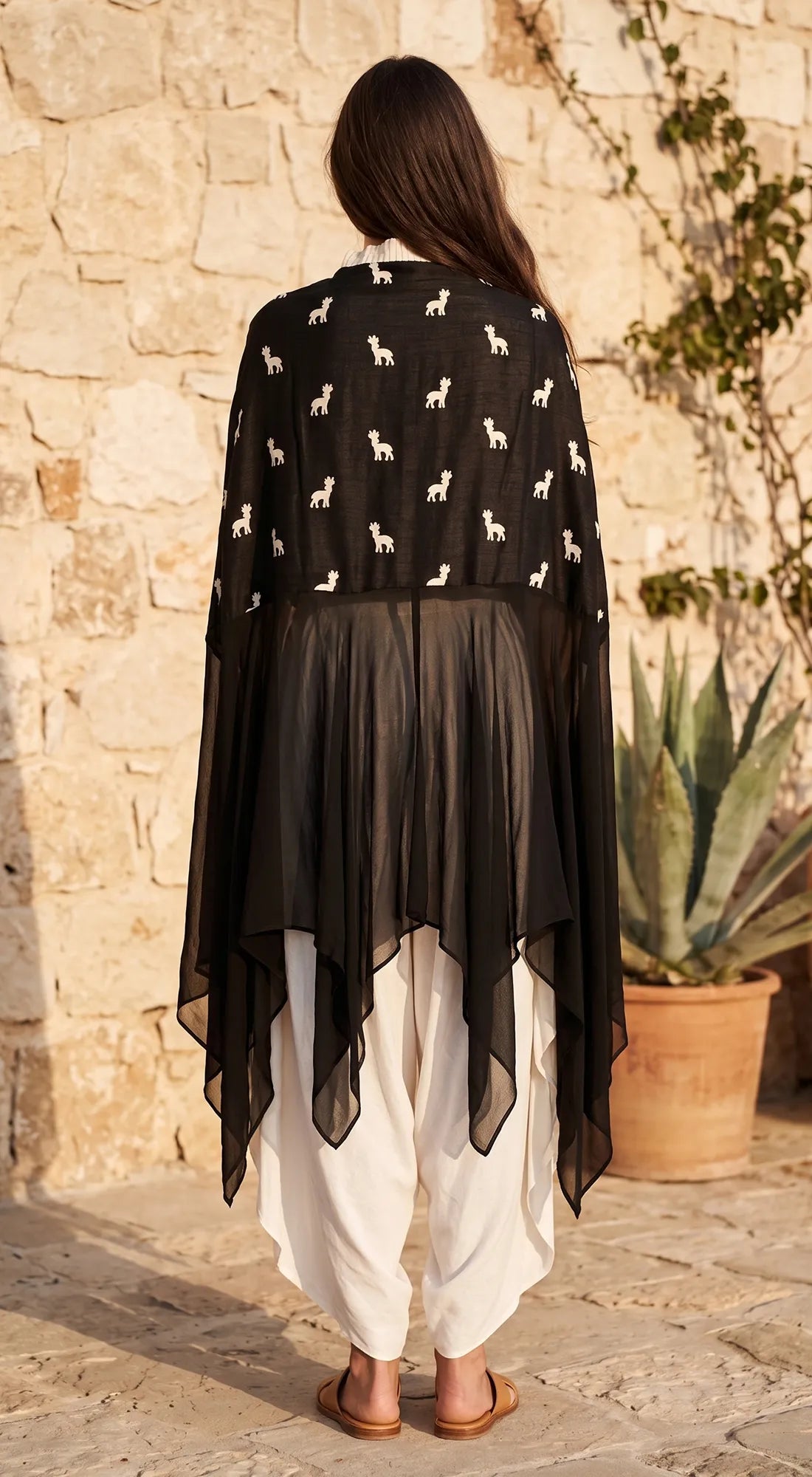 BLACK ORGANZA CO-ORD SET WITH HAREM PANTS 3