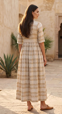 IVORY COTTON JUTE MIDI DRESS 3