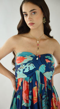 Blue Lagoon Bloom Muslin Dress