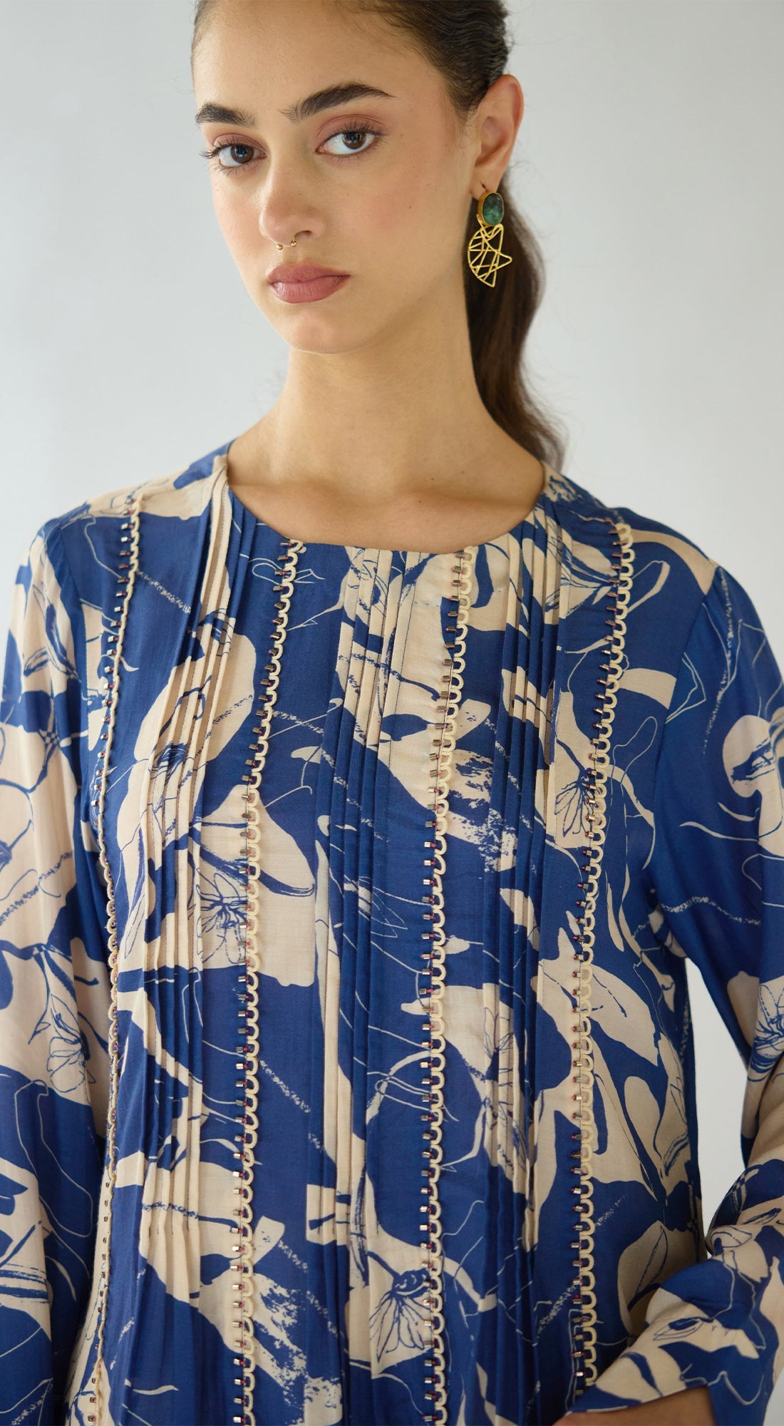 Indigo Blue Muslin Kurta Set