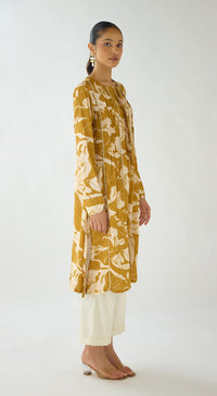 Mustard Flora Muse Muslin Kurta Set