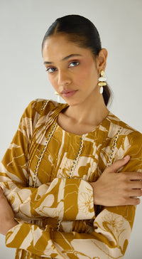 Mustard Flora Muse Muslin Kurta Set
