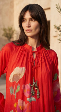 RED FLORA PRINT KURTA SET 2