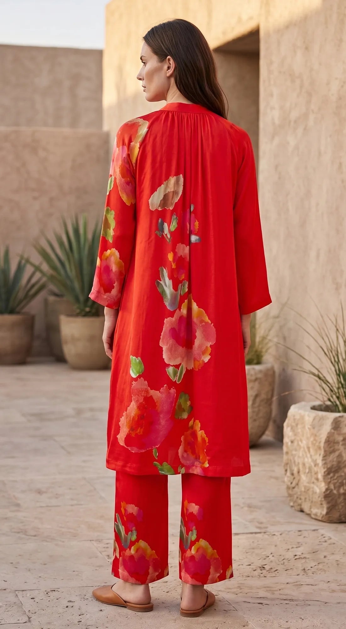 RED FLORA PRINT KURTA SET 3