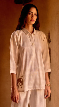 Ivory Desert Trot Linen Blend Shirt