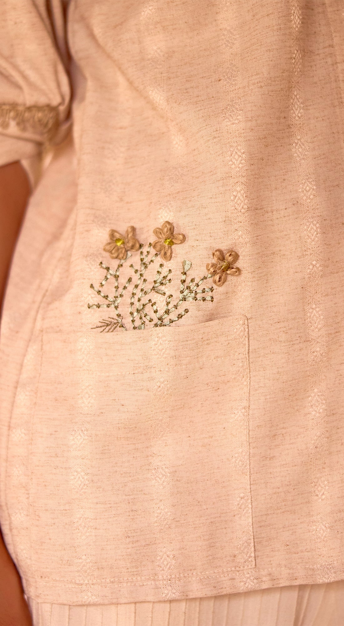 Ivory Striped Linen Blend Shirt