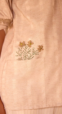 Ivory Striped Linen Blend Shirt