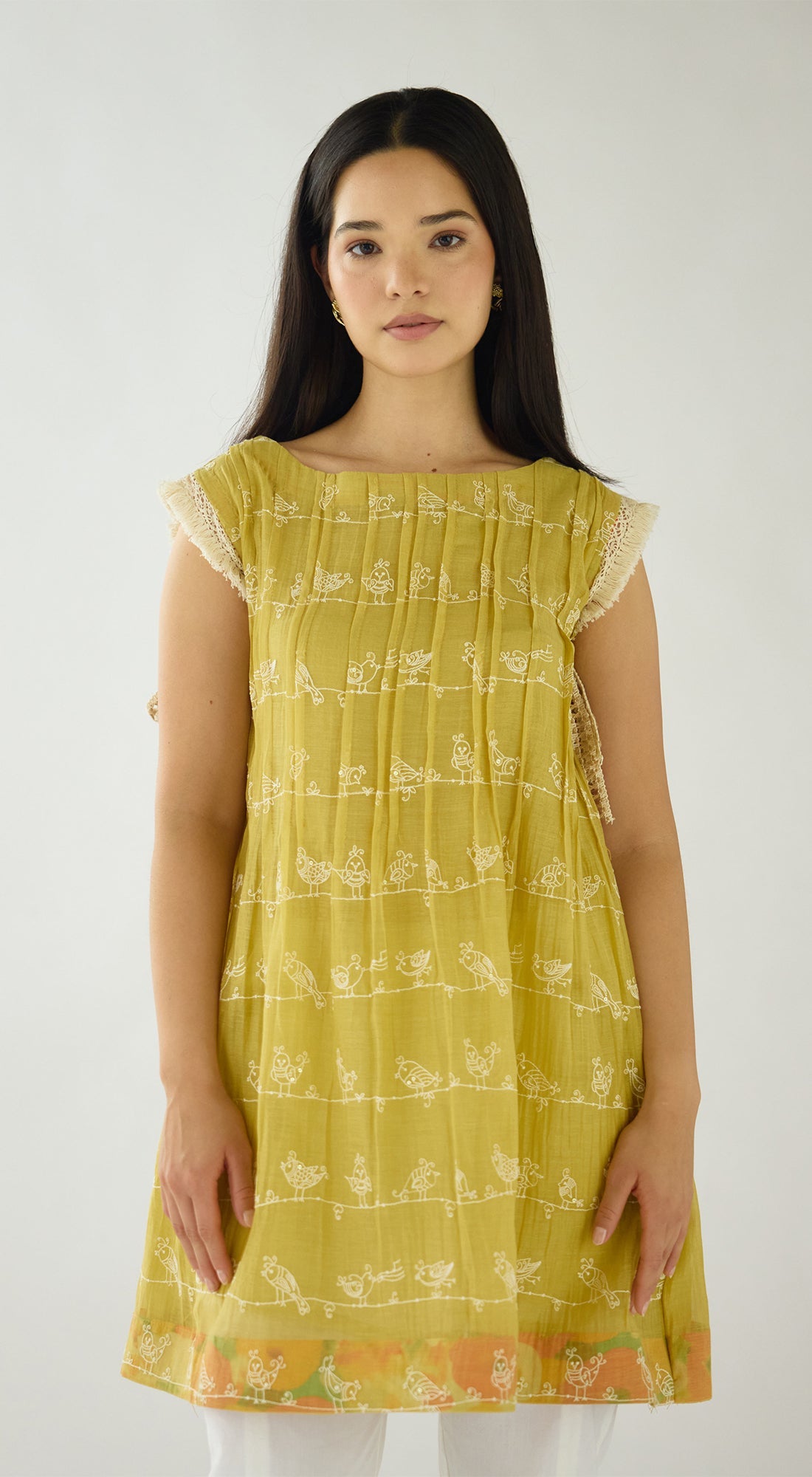 Lime Haven Cotton Embroidered Tunic