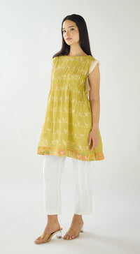 Lime Haven Cotton Embroidered Tunic