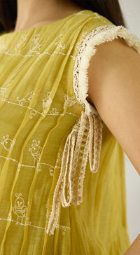 Lime Haven Cotton Embroidered Tunic