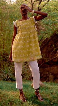 Lime Haven Cotton Embroidered Tunic