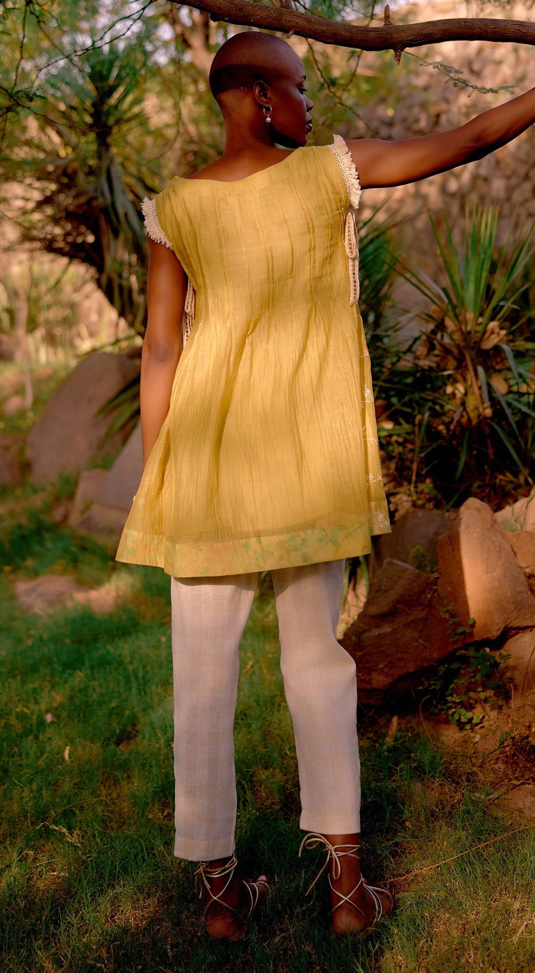 Lime Haven Cotton Embroidered Tunic