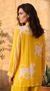 Yellow Muslin Abstract Co-ord Set