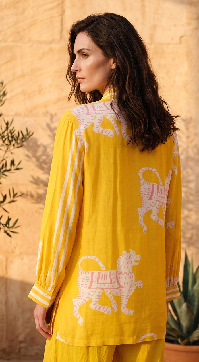 Yellow Muslin Abstract Co-ord Set