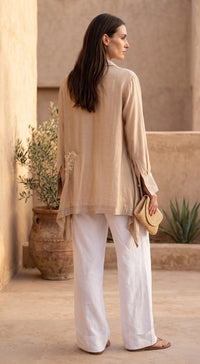 BEIGE MUSLIN EMBROIDERED SHIRT 3