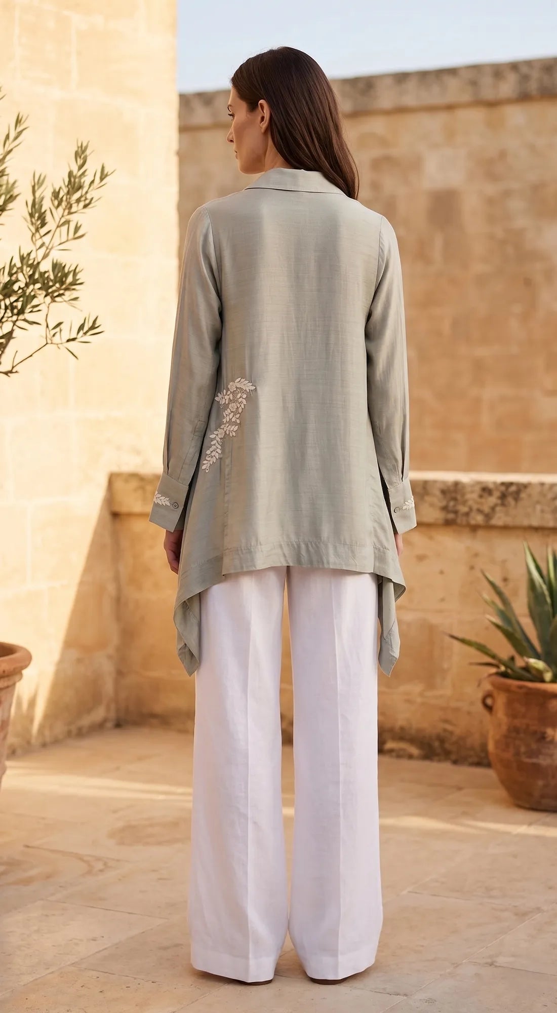 GREY MUSLIN EMBROIDERED SHIRT 3